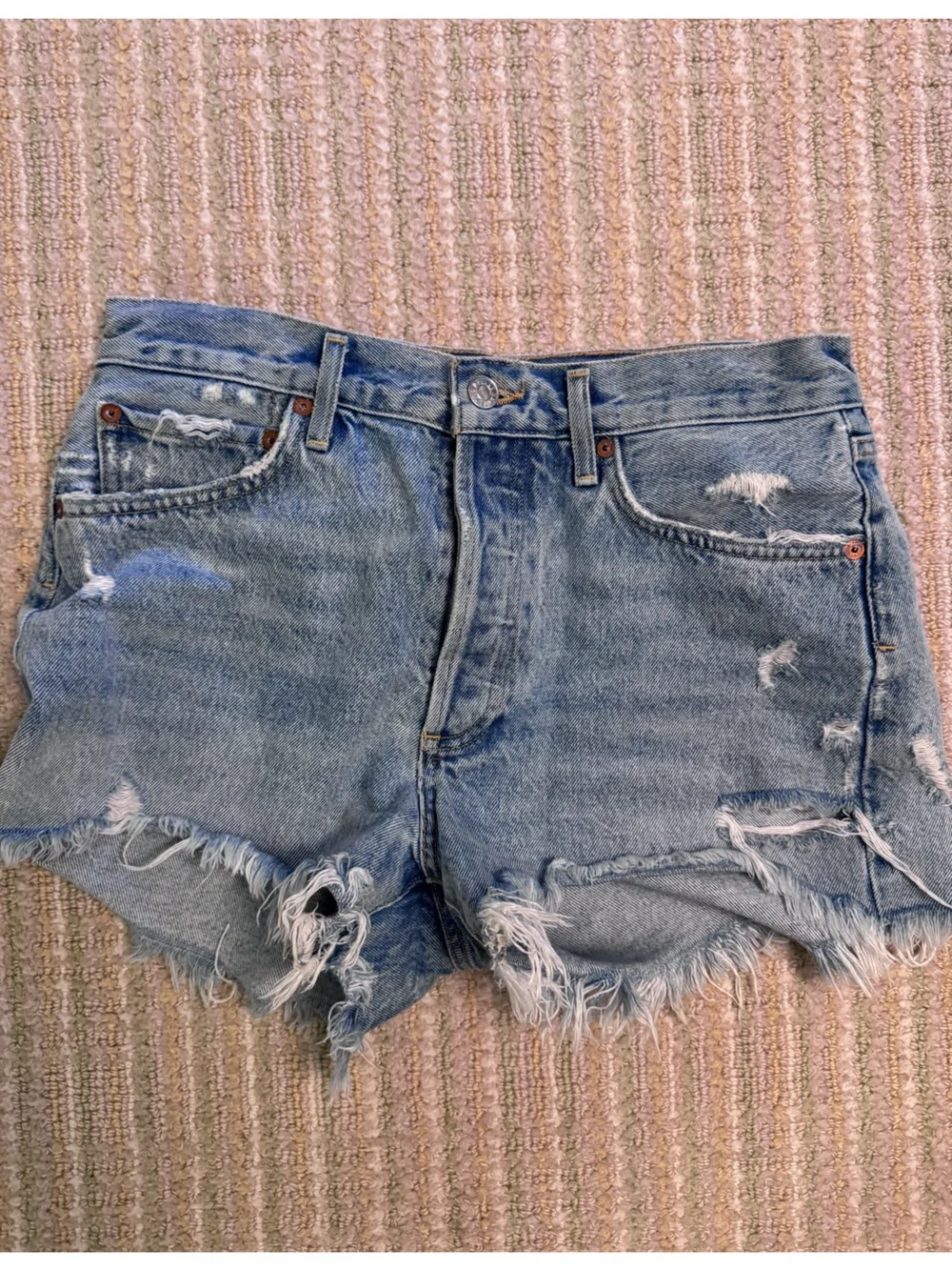 Agolde Distressed Denim Cutoff Parker Shorts
